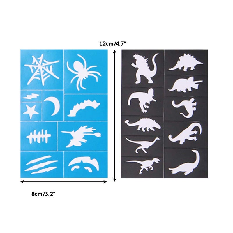 Apol Reusable Face and Body Paint Stencils Kit,Tattoo Stencils,Glitter Temporary Tattoos for Kids School Show Birthdays Halloween Christmas Party - Image 4